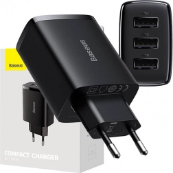 Chargeur secteur rapide BASEUS 17 W, 3× USB, noir