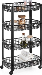 Étagère roulante à quatre niveaux 46,5 × 26 × 79 cm