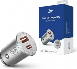 chargeur voiture 30 W avec USB‑C et USB‑A, compatible PD et QC