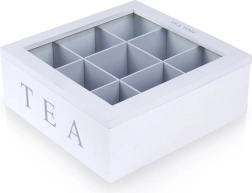 Organiseur en bois pour sachets de thé 22 × 22 × 8,5 cm, 9 compartiments