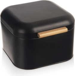 Boîte à pain en métal noire 21,5 × 20 × 14,5 cm