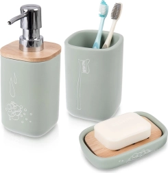 Set de salle de bain vert GREENISH, 3 pièces