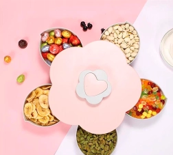 Récipient de service en forme de fleur pour noix et friandises - rose