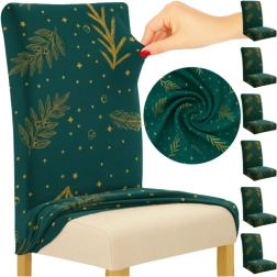 Housses élastiques de Noël pour chaises RUHHY, vertes, lot de 6 pièces