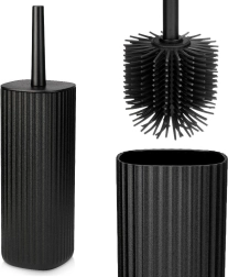 Brosse WC en silicone avec support Vilde noire 36 cm - 1 pièce