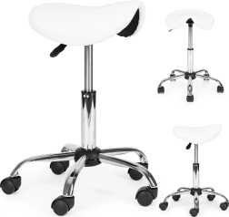 Tabouret selle pivotant cosmétique et médical, réglable en hauteur, blanc MODERNHOME