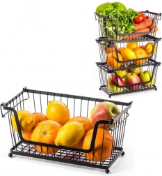 Panier métallique pour fruits et légumes – noir, empilable