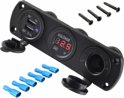 Prise de montage voiture avec USB et voltmètre