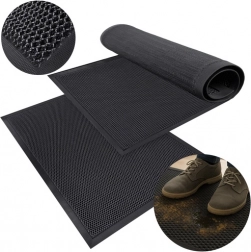 Paillasson d’entrée 90 × 60 cm RUHHY en caoutchouc, antidérapant, grille 3D