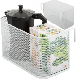 Panier suspendu en métal en treillis pour tringle et porte – organisateur blanc