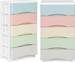 Commode en plastique mobile avec 5 tiroirs colorés ModernHome
