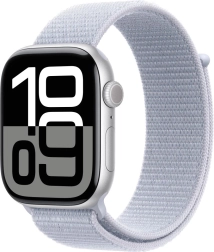 Apple Watch Series 10 GPS 46 mm aluminium argent avec bracelet sport bleu