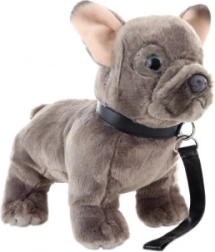 Bouledogue français en peluche avec laisse 23 cm