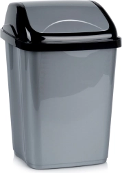 Poubelle en plastique 16 l avec couvercle basculant, grise