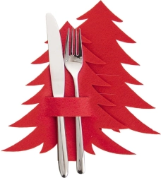 Étui à couverts sapin de Noël, rouge, lot de 2