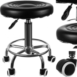 Tabouret de coiffeur pivotant à roulettes à hauteur réglable