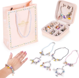 Kit de fabrication de bracelets et colliers avec breloques et perles, 66 pièces + organiseur et sac cadeau