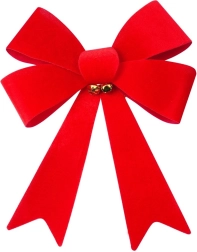 Nœud décoratif de Noël en velours 35 × 46 cm avec clochettes dorées