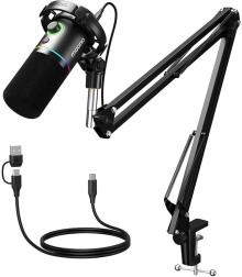 Microphone dynamique USB/XLR Maono PD200XS avec éclairage RVB – noir