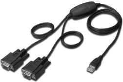Adaptateur USB 2.0 vers 2x RS232 (DB9) avec câble USB A M/F longueur 1,5m