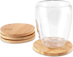 Sous-verres en bambou pour tasses et verres 9,7 cm – lot de 4