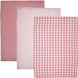Lot de 3 torchons de cuisine en coton motifs roses ORION