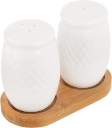 Salière et poivrière en porcelaine avec support Orion Whiteline - 3 pièces