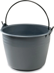 Seau agricole 25 l en LLDPE flexible pour contact alimentaire, gris