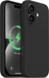 Coque magnétique en silicone pour iPhone 16 avec MagSafe – noir