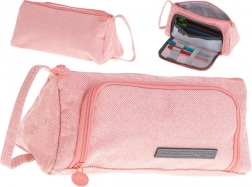 Trousse scolaire à deux compartiments, dépliable 3-en-1 – Rose
