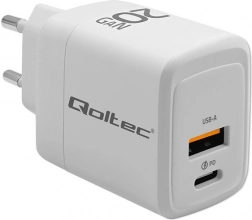 Chargeur blanc 20W GaN avec USB-C PD et USB QC 3.0