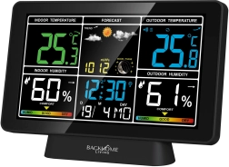 Station météo numérique avec RCC, secteur/batterie, noire 20 × 4 × 13,5 cm