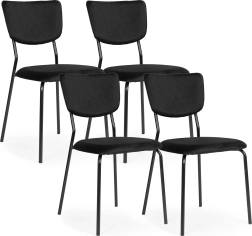Ensemble de 4 chaises de salle à manger en velours ModernHome – noires