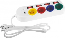 Rallonge Maclean avec USB A/C et interrupteurs individuels