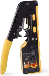 Pince à sertir pour connecteurs traversants RJ45 cat. 5e/6, RJ12 et RJ11 avec coupe et dénudage