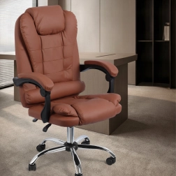 Fauteuil de bureau ergonomique en cuir écologique, marron
