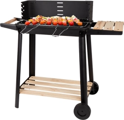 Gril de jardin portable au charbon de bois avec grille réglable et étagères