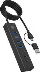 ICY BOX hub USB 3.2 Gen 1 à 7 ports, 3× USB‑C et 4× USB‑A