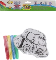 Petite voiture textile créative à colorier avec 4 feutres lavables