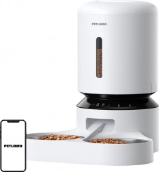 Distributeur automatique de nourriture Petlibro avec double bol et Wi‑Fi, 5 L blanc