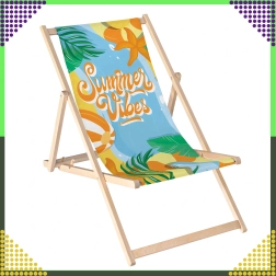 Lot de 2 chaises longues de plage pliantes en bois avec position réglable