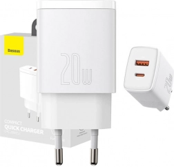 Baseus chargeur secteur rapide 20 W avec USB‑C et USB (noir)