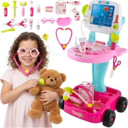 Kruzzel kit de docteur pour enfants avec chariot rose-bleu