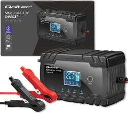 chargeur intelligent de batterie auto 12V/24V avec LCD et fonction réparation – Qoltec