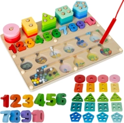 Trieur Montessori en bois 3en1 Kruzzel (labyrinthe magnétique, formes et chiffres) 30 × 22,5 cm