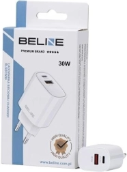 Chargeur secteur 30W GaN avec USB-C et USB-A Beline – Blanc