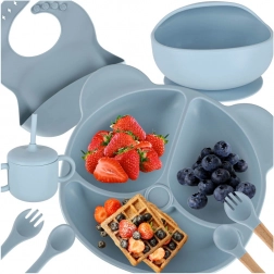 Set de repas en silicone pour enfants 8 pièces - menthe