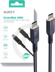 Câble USB-C Aukey avec écran LED et gaine tressée
