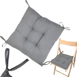 Coussin de chaise de jardin, matelassé avec liens 40 × 40 cm, gris