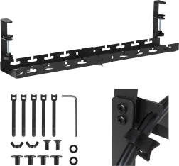 Organisateur de câbles sous-table avec rail réglable